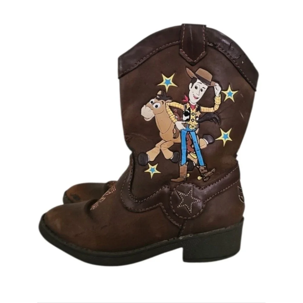 Disney Toy Story Woody Cowboy Boots Youth Size 8 Brown Western Costume Boots
